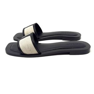 J.Crew Women’s Black and Cream Padded Slide Sandals